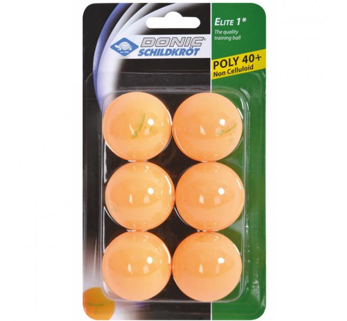 Мячи Donic Elite 1звезда 40+ (6шт.) plastic orange ✅