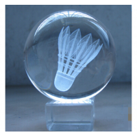 Сувенир хрустальный мяч с воланом (на подставке)